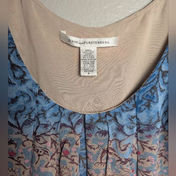 DVF Diane Von Furstenberg Silk Multi Floral Ombre Flutter Sleeve Mini Dress 6 - Picture 6 of 9